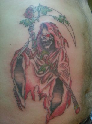 Grim Reaper Tattoo On Stomach